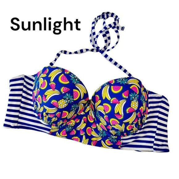 BONGO Other - Bongo Juniors Strappy Back Padded Swim Top Size XL Multicolored-Halter Strap